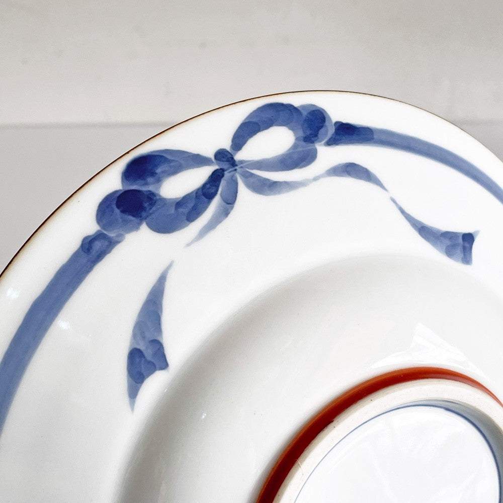 たなかふみえ Tanaka Fumie 染錦 縁付パスタ皿 金彩松鹿 大皿 リム皿21cm 有田焼 現代作家 ■