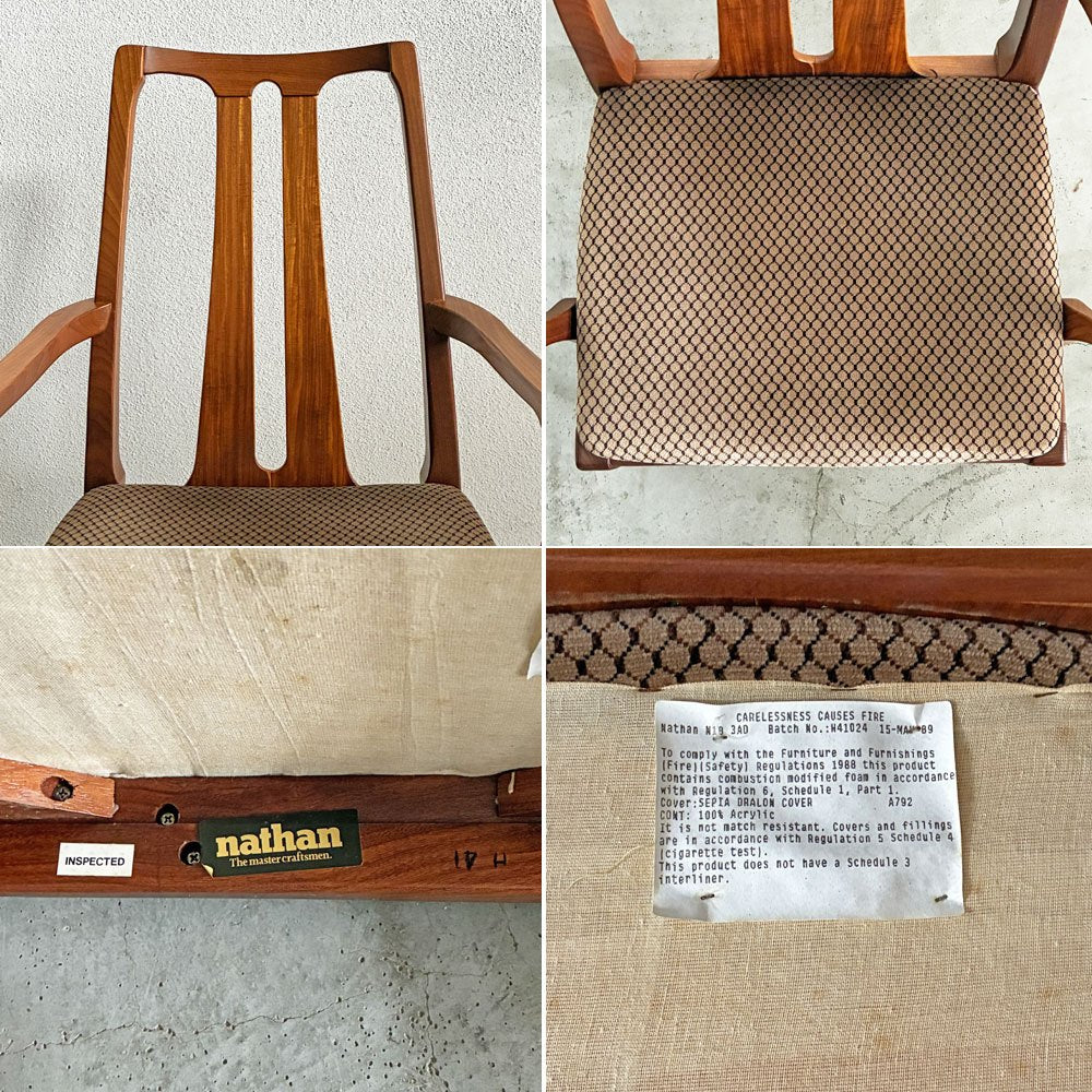 ネイサンファニチャー NATHAN Furniture チーク無垢材 アームチェア ダイニングチェア ハイバック 英国家具 UKビンテージ 〓