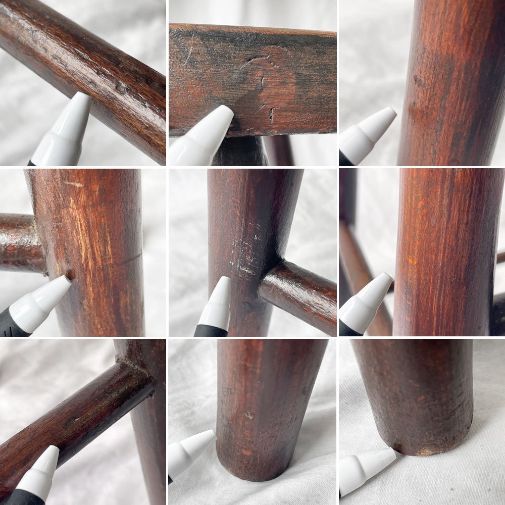 ビンテージスタイル Vintage Style 木製スツール ハイスツール 花台 オーバル H76㎝ ◇