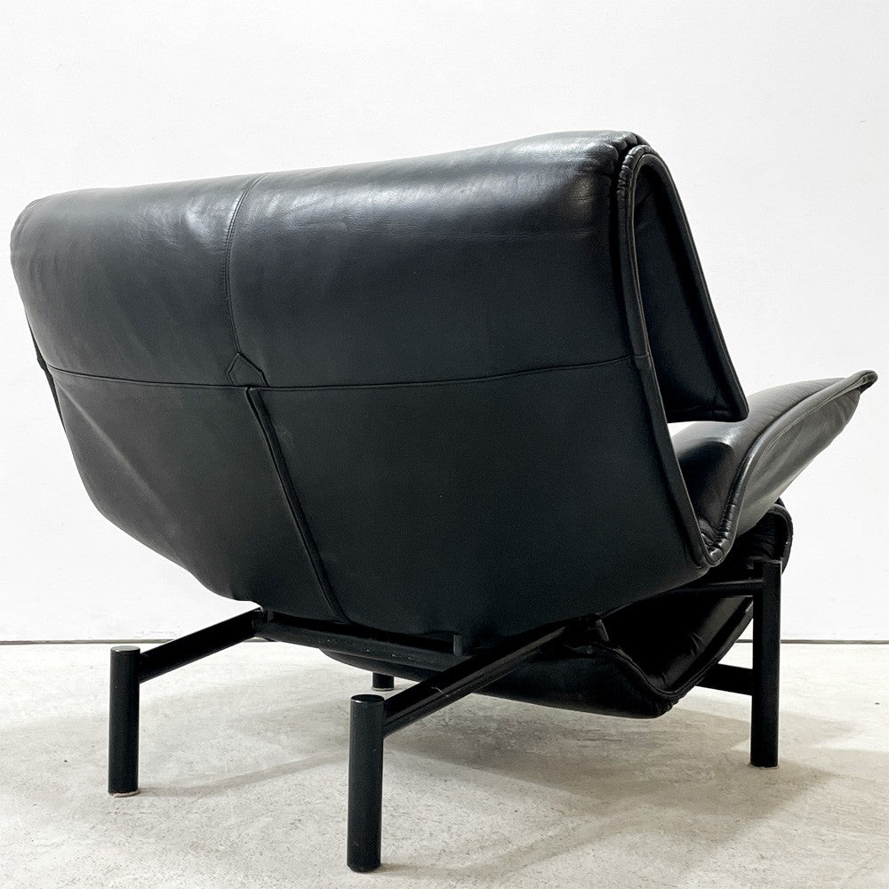 カッシーナイクスシー Cassina ixc. ヴェランダ VERANDA 1pソファ ローバック ハイバック オットマン ブラックレザー 本革 ヴィコ・マジストレッティ イタリア モダン ●