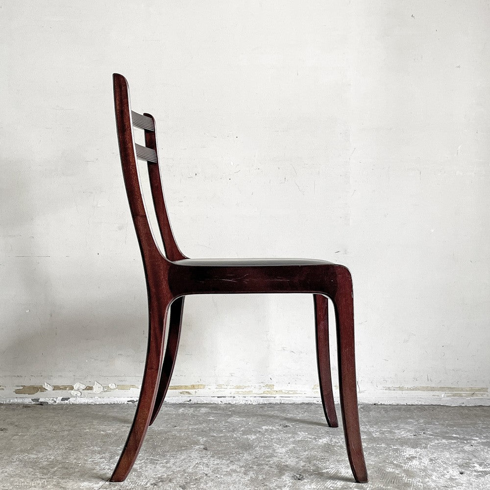P.Jeppesen レッドブルーチェア Red blue chair ダイニングチェア マホガニー材 ビニールレザー 合成皮革 オーレヴァンシャー Ole Wanscher 北欧ビンテージ ■