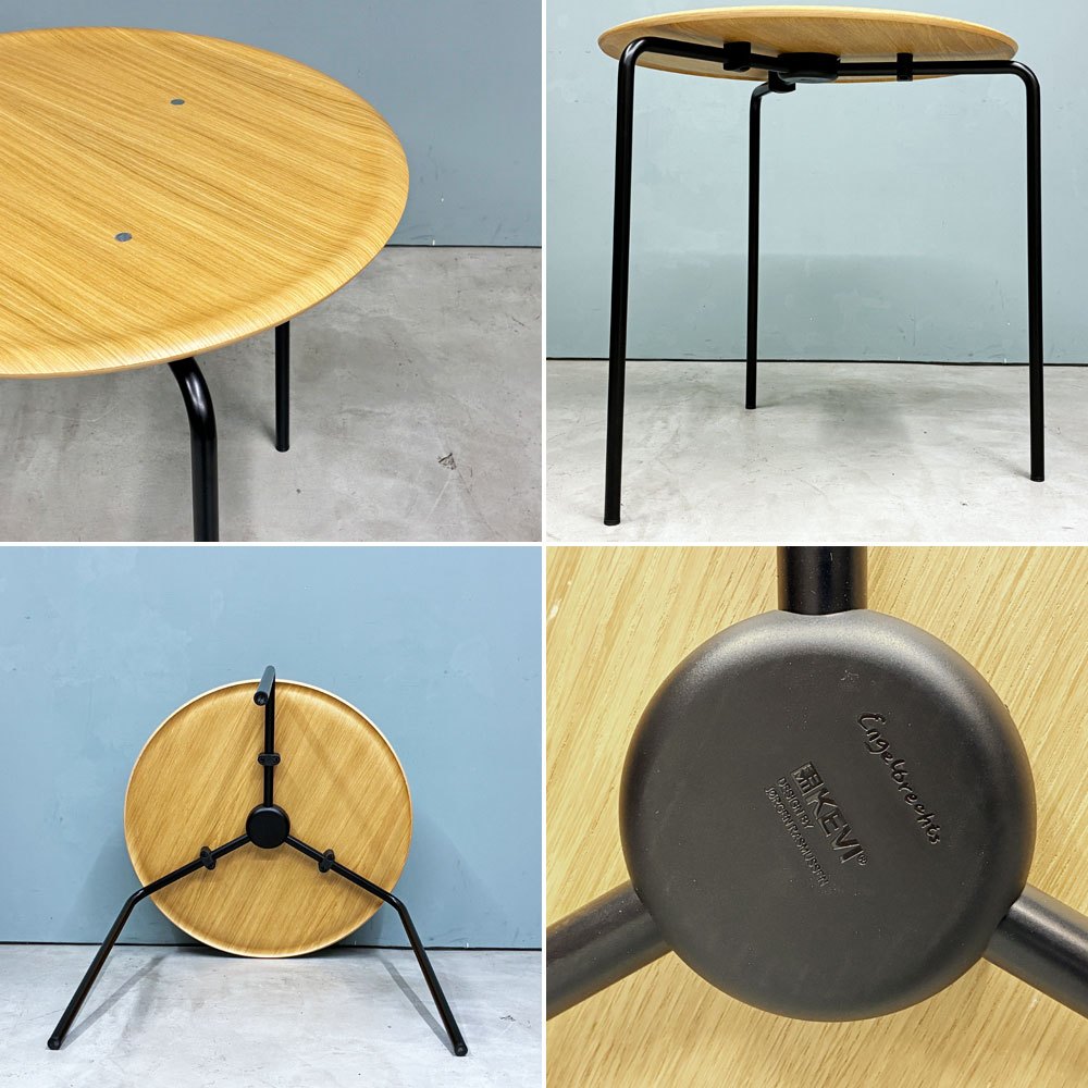 エンゲルブレヒト Engelbrechts ケヴィ KEVI 2010 ダイニングテーブル オーク材 プライウッド カフェテーブル 70cm 3本脚 ヨルゲン・ラスムッセン デンマーク 未使用品 A ◎