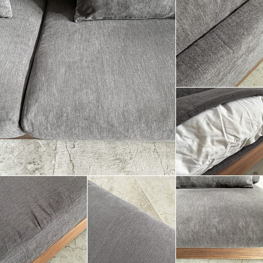 クラスティーナ Crastina リール Lire 2.5人掛けソファ＆スツール W180cm ファブリック チャコールグレー フルカバーリング ウォールナット材 合計定価￥213,400- 〓