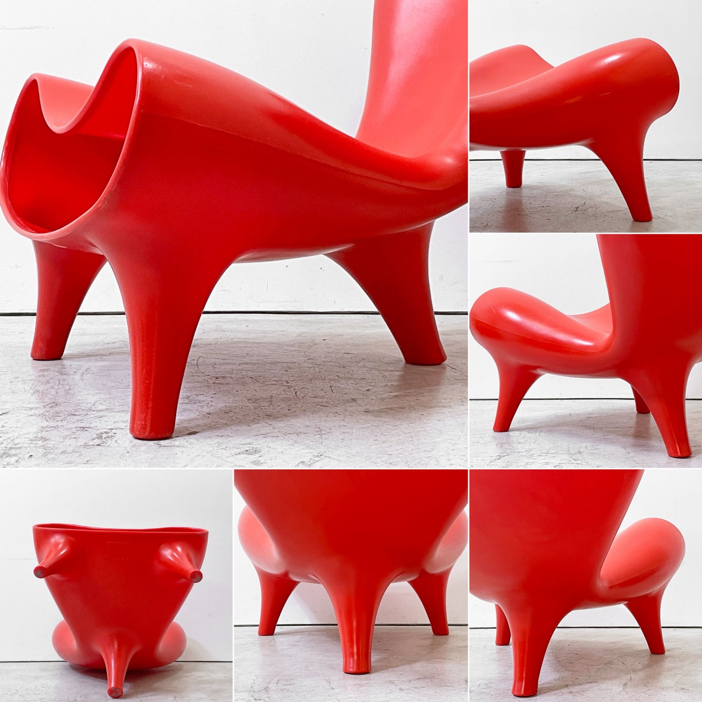 マーク・ニューソン Marc Newson オルゴンチェア Orgone chair ポリプロピレン製 レッド ラウンジチェア 希少 ●