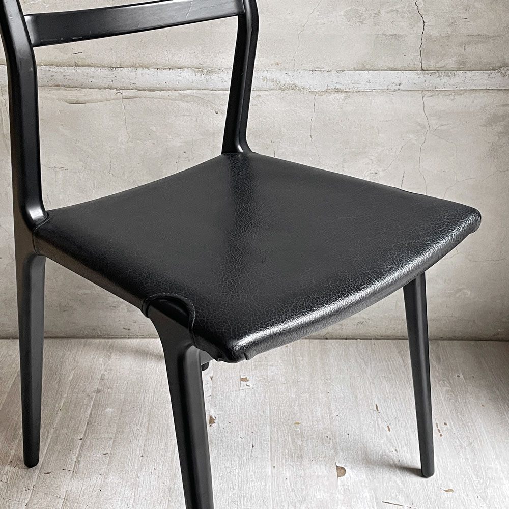 天童木工 TENDO インパラチェア Impala Chair ダイニングチェア ブラック レザー 本革 佐々木敏光 ジャパニーズミッドセンチュリーモダン C  ♪
