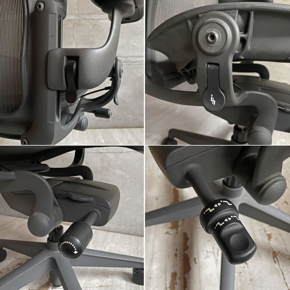ハーマンミラー Herman Miller アーロンチェア リマスタード フル装備 Cサイズ デスクチェア オフィスチェア グラファイトベース ポスチャーフィットSL ♪