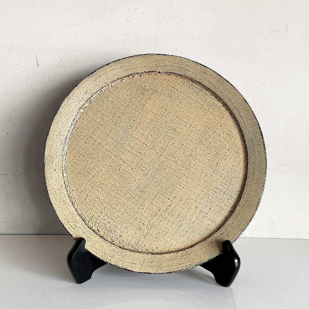 工房くさなぎ 高台皿 リム プレート 平皿 大皿 木製 漆塗 Φ29.5 現代作家 ■