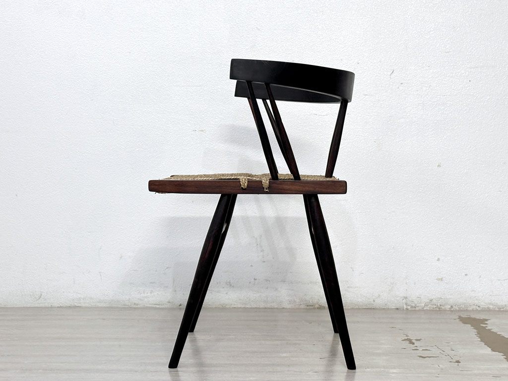 ジョージ・ナカシマ George Nakashima グラスシートチェア GRASS SEATED CHAIR ローズウッド材 座面張替済み インド NID 60's ビンテージ ●