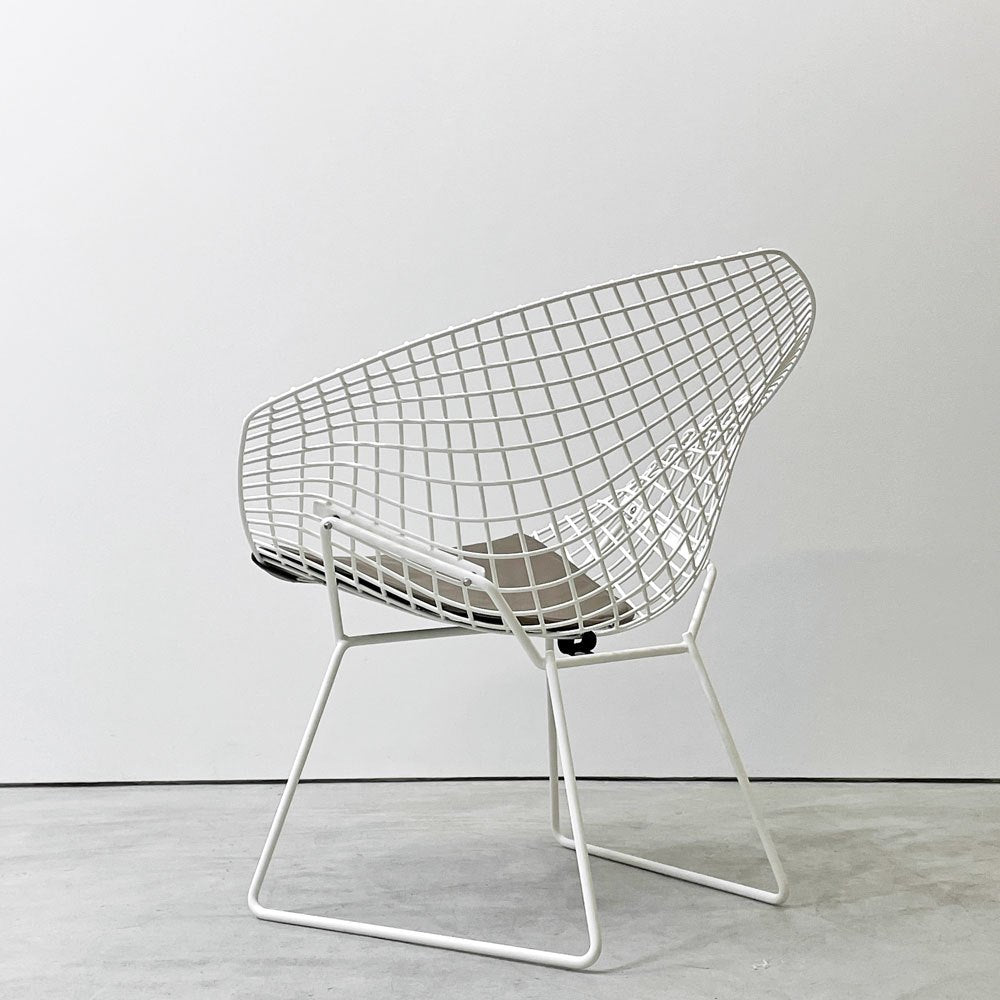 ノル Knoll ダイヤモンドチェア Diamond Chair ラウンジチェア ビンテージ ハリー・ベルトイア Harry Bertoia ホワイトフレーム シートパッド付 ミッドセンチュリー ●