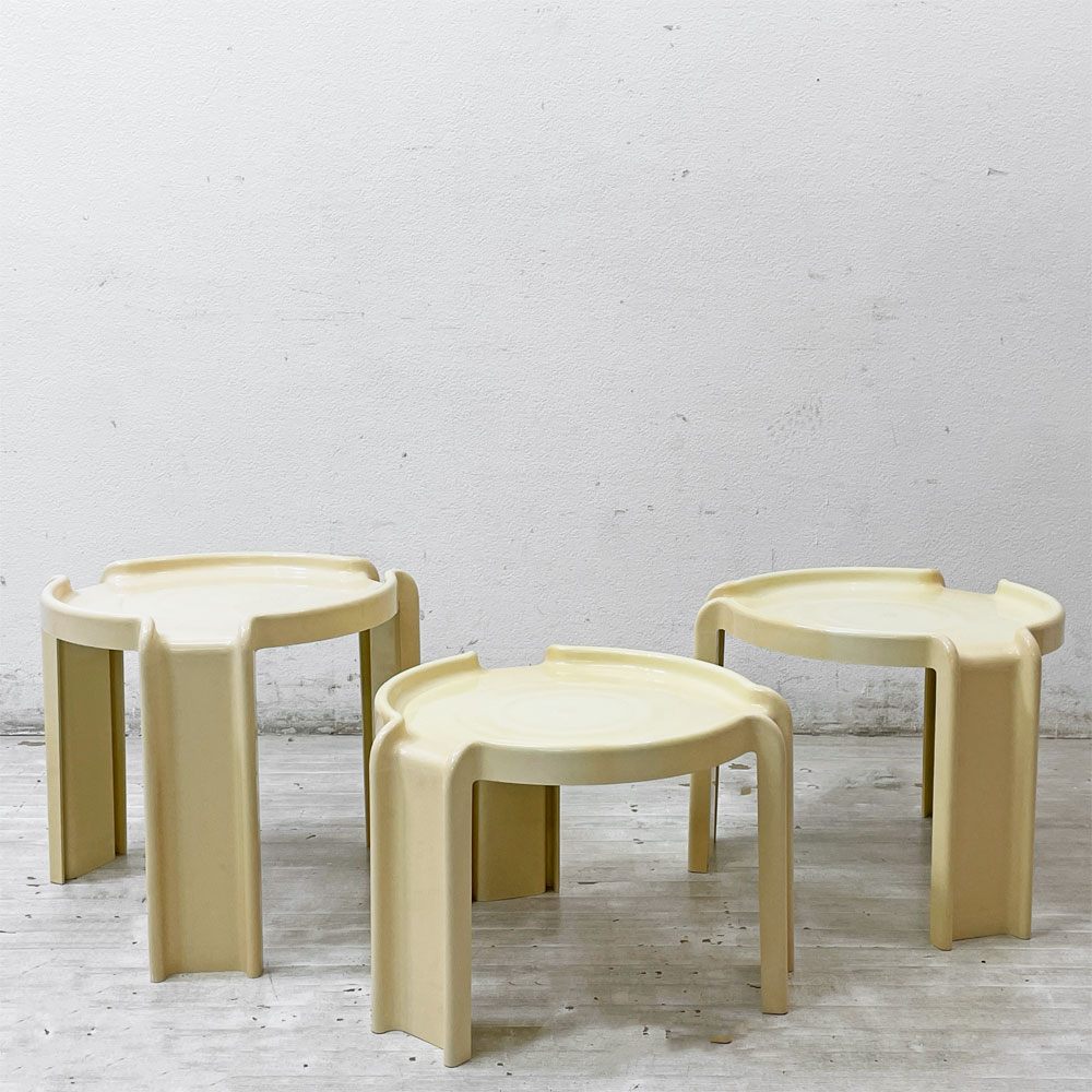 カルテル KARTELL ネストテーブル サイドテーブル スタッキング 3点セット ホワイト ビンテージ ジオット・ストッピーノ Giotto Stoppino 希少 ●