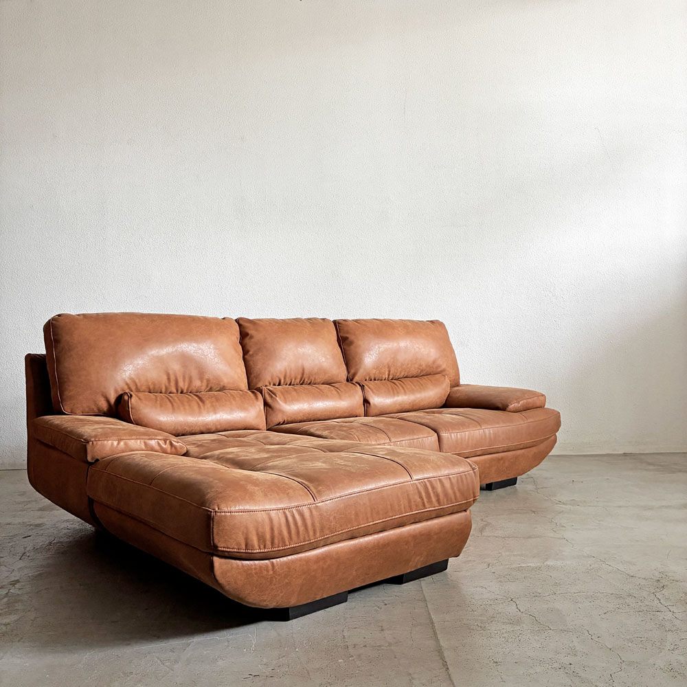 リラックスフォーム RELAX FORM トレビソ TREVISO スモールカウチソファ 右カウチ W240cm スーパーレザーテックス オーカーブラウン 関家具 参考価格￥229,800- B 〓
