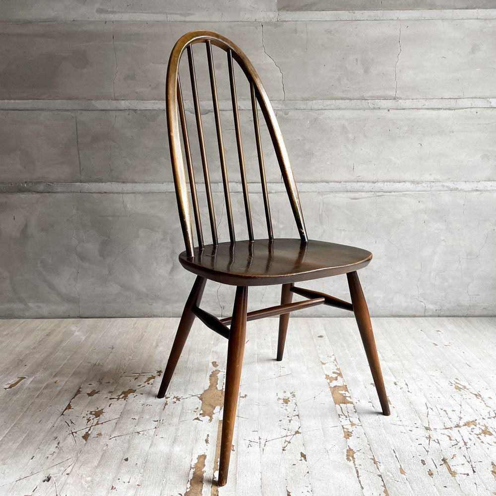 アーコール Ercol クエーカーチェア ダイニングチェア ハイバック オールドコロニアル ブラウン エルム材 × ビーチ材 UKビンテージ 英国家具 ♪