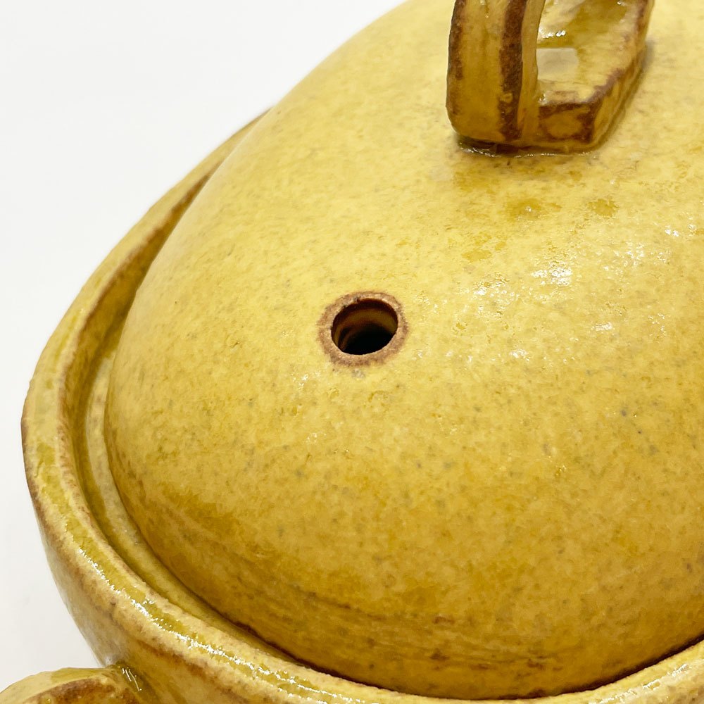 小川佳子 Yoshiko Ogawa 耐熱鍋 土鍋 蓋付 オーバル 楕円 陶器 直火可 W24cm 現代作家 B ★