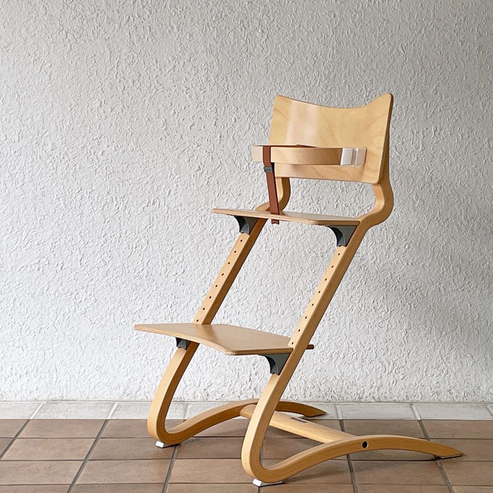 リエンダー Leander ハイチェア ベビーチェア チャイルドチェア 子供椅子 セーフティーバー&レザーベルト付 ナチュラル 定価総額60,500円 ◇