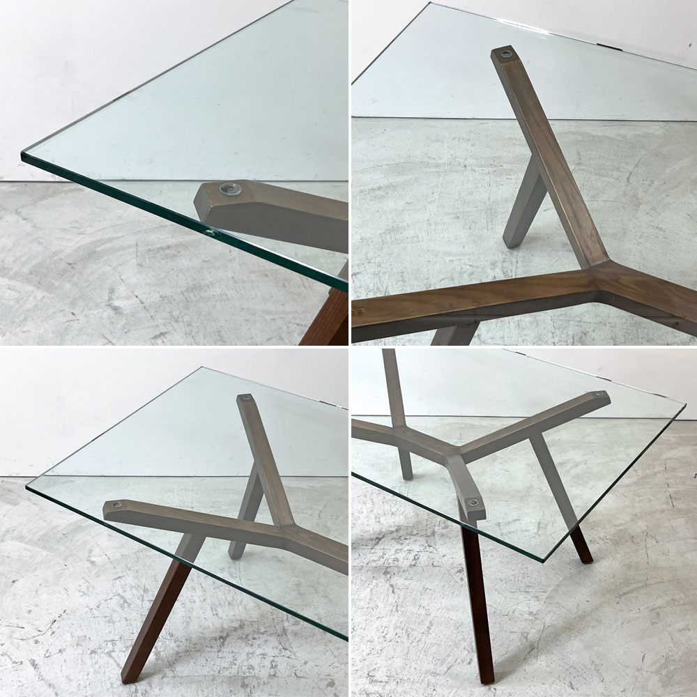 ショーンディックス Sean Dix フォルテ FORTE ダイニングテーブル ガラス天板 モダンデザイン W140cm ●