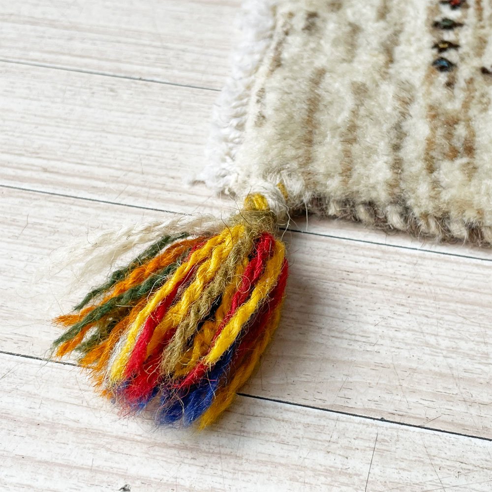 ギャッベ GABBEH ランナー キッチンマット 絨毯 玄関マット ウール ナチュラルカラー トライバルラグ イラン ★