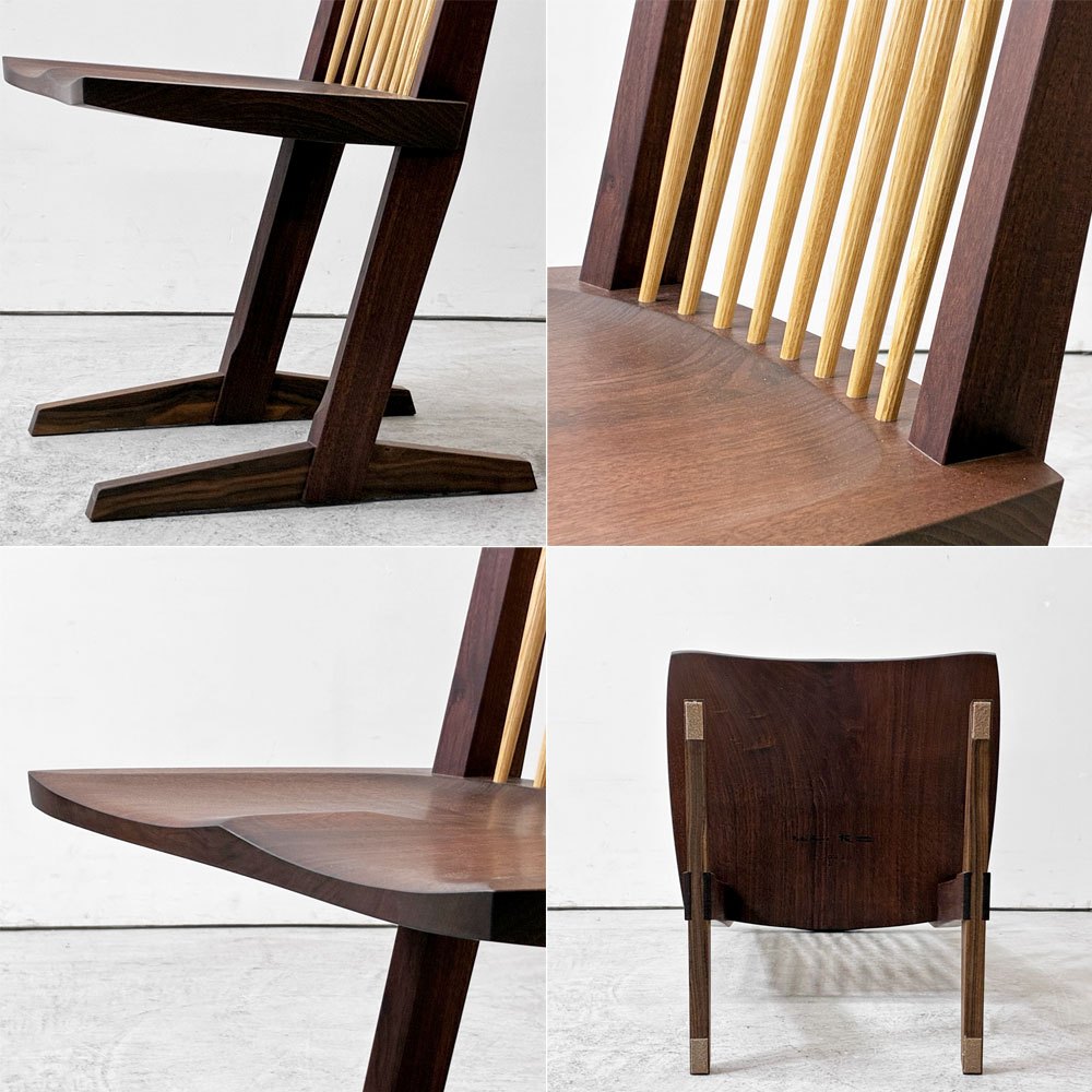桜製作所 CN101 コノイドチェア CONOID CHAIR ダイニングチェア ウォールナット無垢材 × タモ材 ジョージ・ナカシマ George Nakashima 焼印有 ●