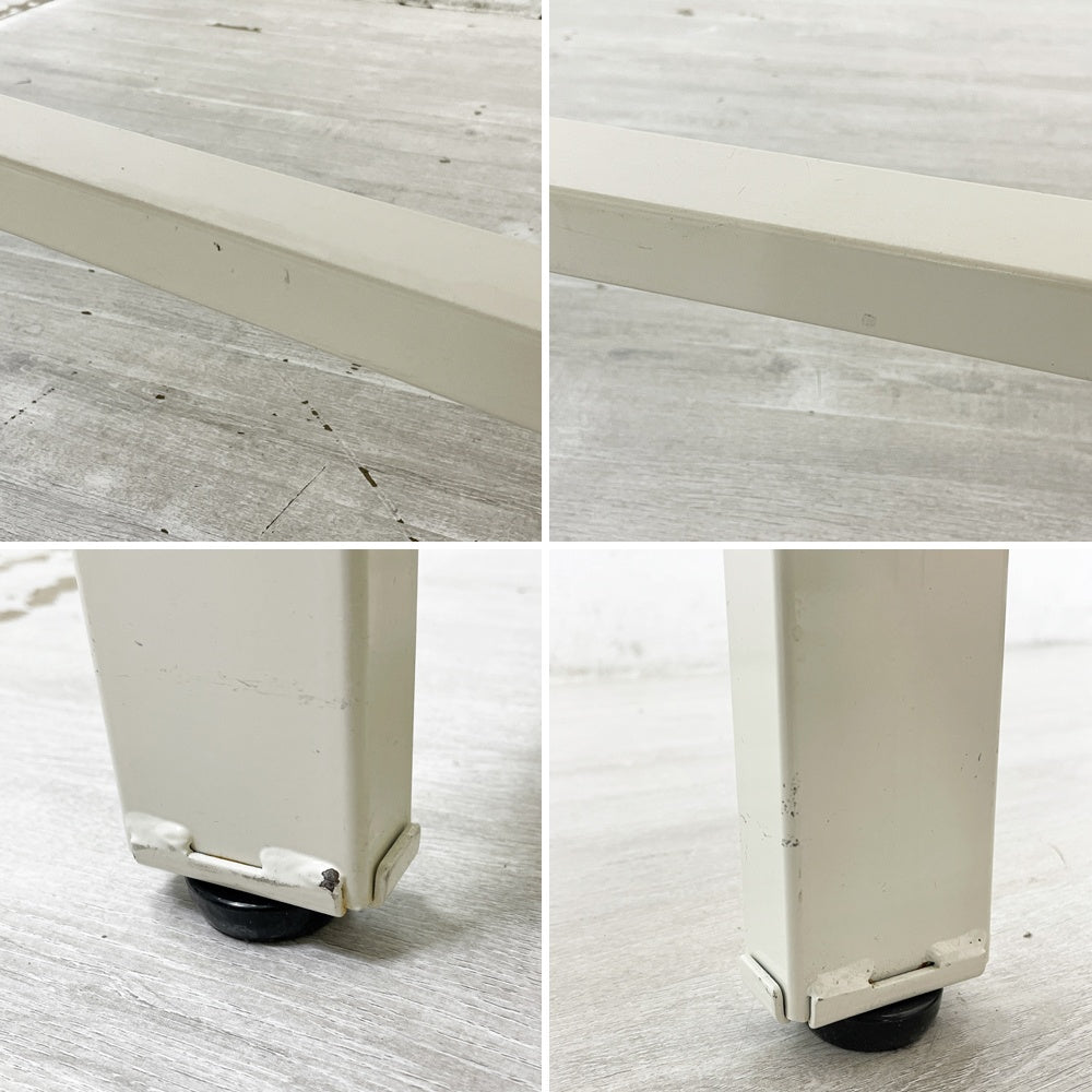 サカエ 軽量作業台 ダイニングテーブル ワーキングデスク アイボリー W180cm メラミン天板 アジャスター付 ●