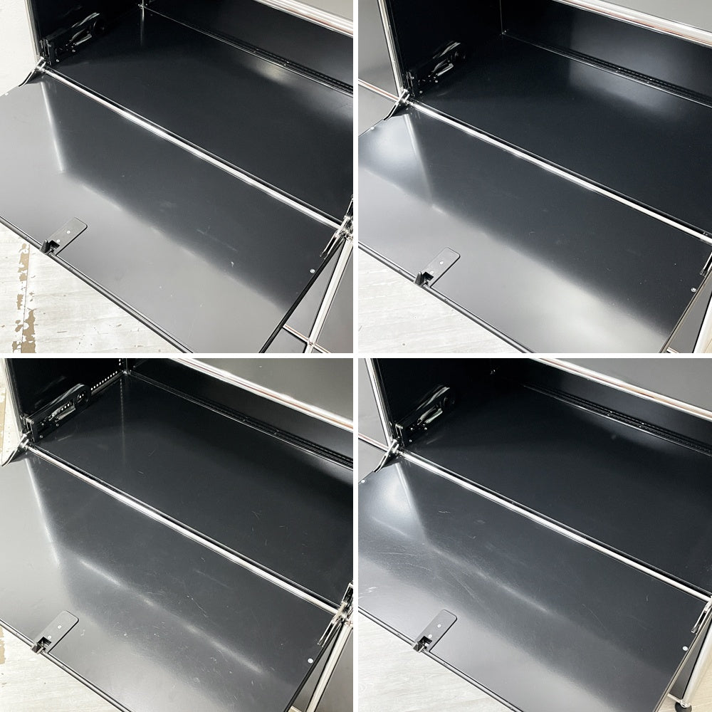 ユーエスエムハラー USMハラー USM Haller モジュラーファニチャー キャビネット シェルフ 2列3段 ドロップダウンドア×4 ドロワー×2 グラファイトブラック ●