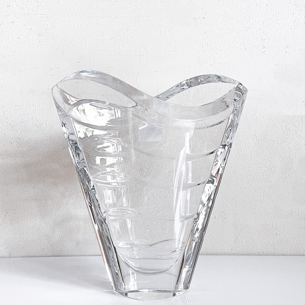 バカラ Baccarat ウェーブ Wave フラワーベース クリスタルガラス  H22.5cm フランス 箱付き未使用品 ■