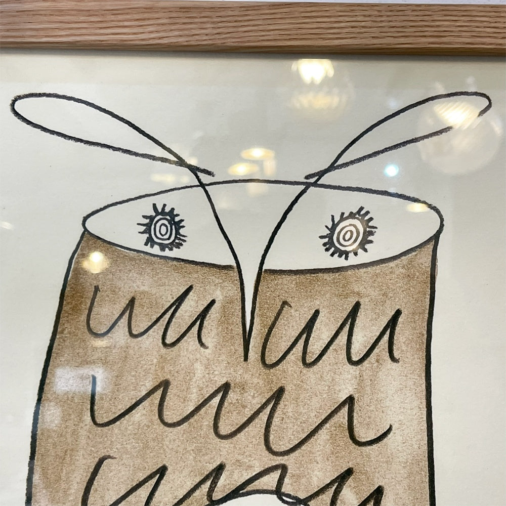 イデー IDEE 山口一郎 OWL 梟 フクロウ アートポスター ジクレー 額装 元箱付 展示品 ★