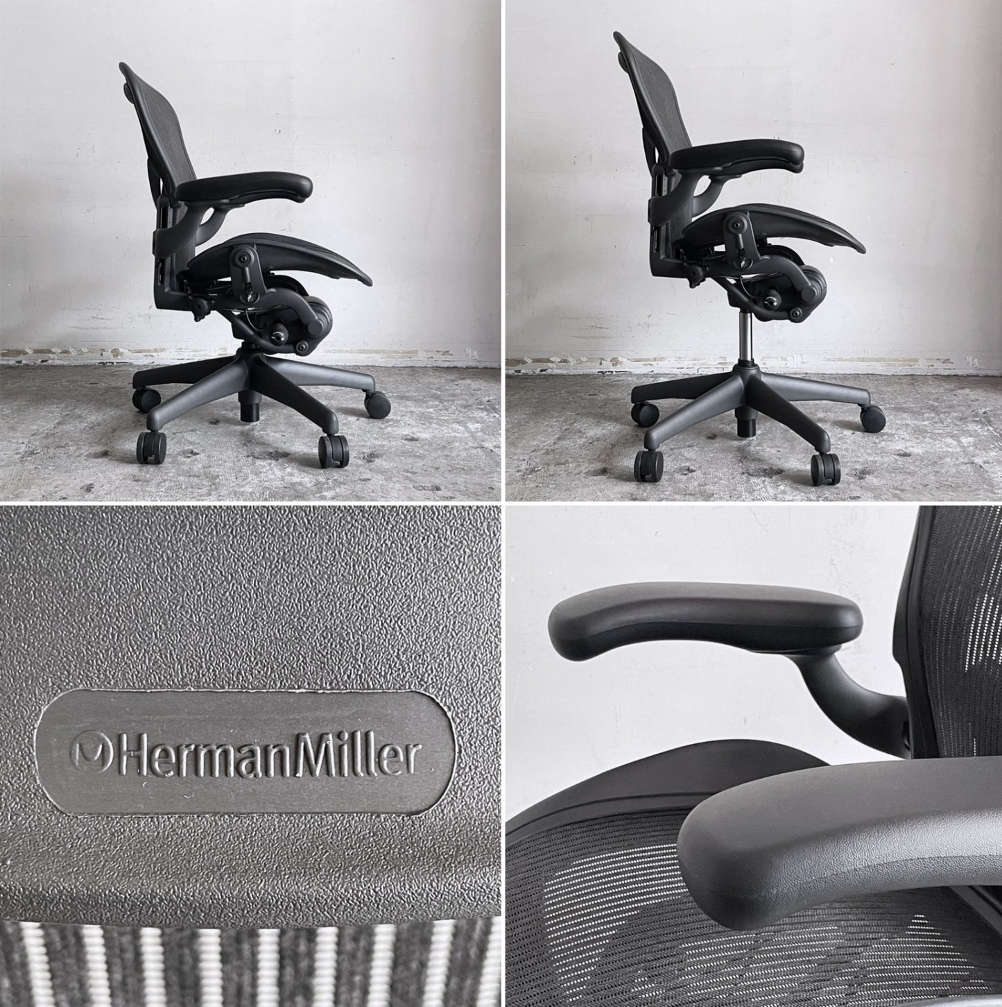 ハーマンミラー Herman Miller アーロンチェア Aサイズ フル装備 ポスチャーフィット グラファイトベース ビル・スタンフ ＆ ドン・チャドウィック ■