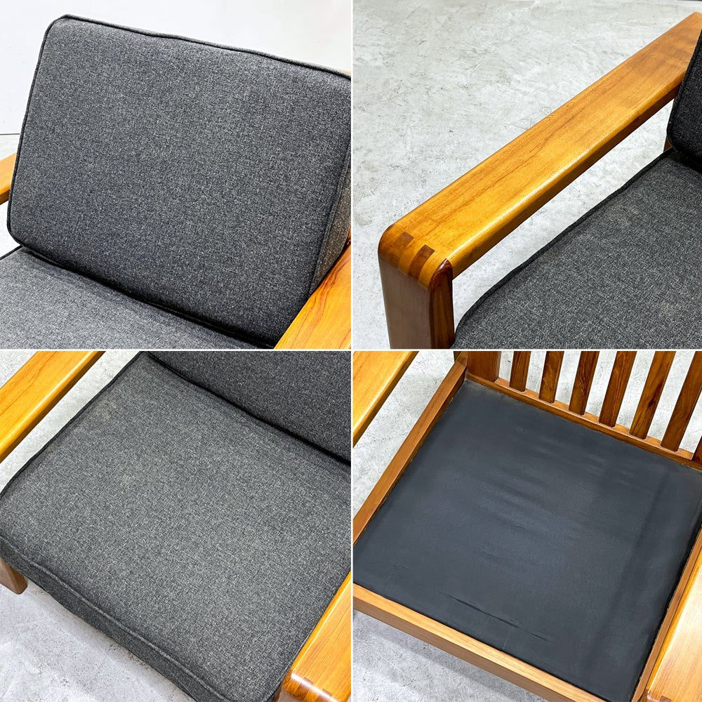 スキャンティーク SCANTEAK 1Pソファ 1シーター 1人掛け チーク無垢材 ファブリック 替えカバー付き 北欧スタイル ●