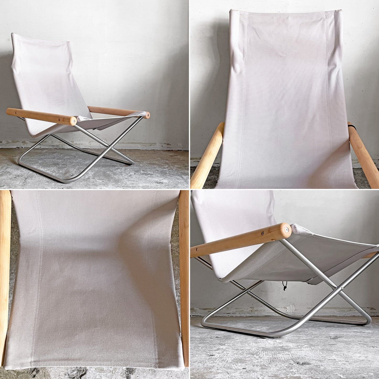 ニーチェア エックス NY chair X フォールディングチェア＋オットマン オイルフィニッシュ ぺブルグレー 折り畳み MoMA 新居猛 ■