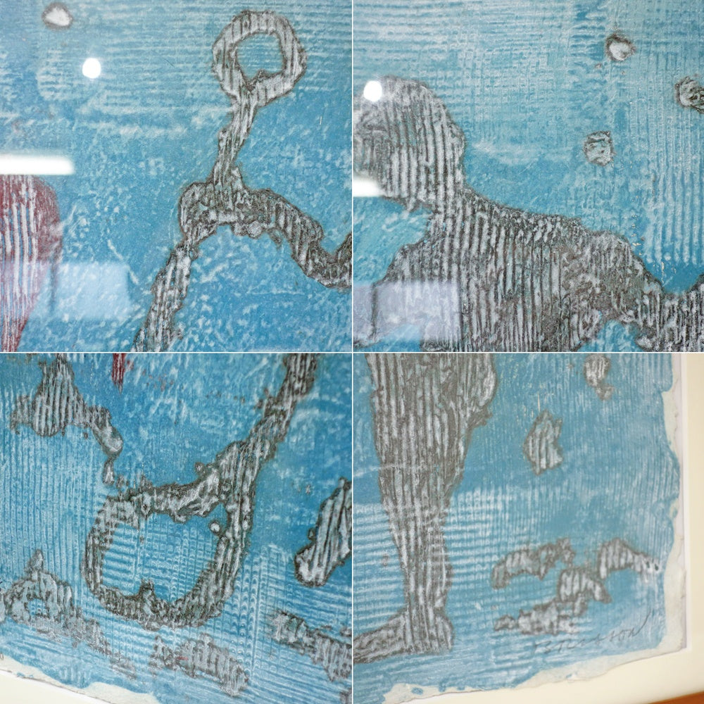 ピエール=マリ・ブリッソン Pierre-Marie Brisson 『ブルーの躍動』 Mouvement marin 版画 1992年 No.93/95 額装品 ●