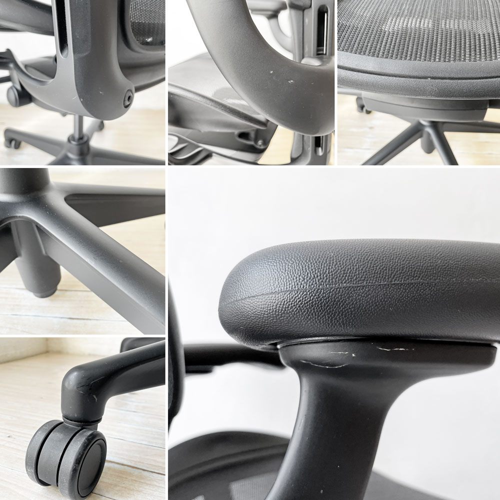 ハーマンミラー Herman Miller アーロンチェア リマスタード フル装備 Aサイズ デスクチェア オフィスチェア オニキスウルトラマット アルミダイキャスタベース ポスチャーフィット 2022年製 ★