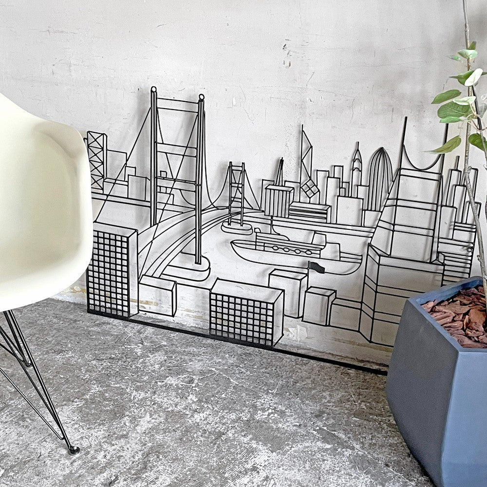 アイアン ウォール アートパネル ウォールアート 都市 シティスケープ 壁掛け W110cm ■