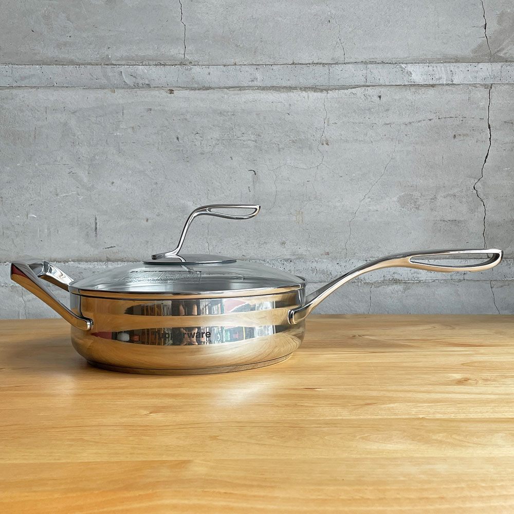 タッパーウェア Tupperware マストロクックウェア Mastro Cookware 24cm 2.8L 片手鍋 サイドハンドル付 ガラス蓋付 ステンレス  アルミニウム アメリカ ♪