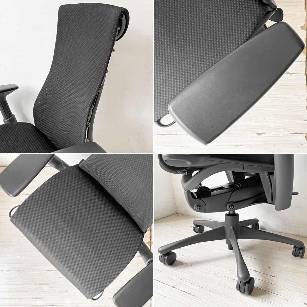 ハーマンミラー Herman Miller エンボディチェア デスクチェア オフィスチェア ジェフ・ウェバー ビル・スタンフ シンク ファブリック ブラック 定価￥299,200- ★