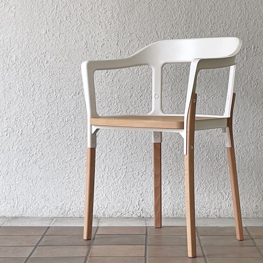 マジス MAGIS スティールウッドチェア Steelwood Chair ホワイト＆ビーチ アームチェア ロナン & エルワン・ブルレック イタリア ◇