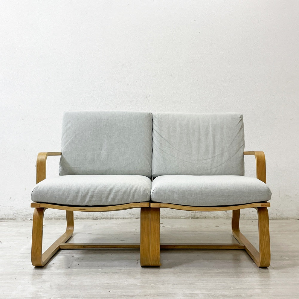 無印良品 MUJI リビングでもダイニングでも使えるソファチェア 片アームソファ セット 2Pソファ オーク材 ナチュラルデザイン ●