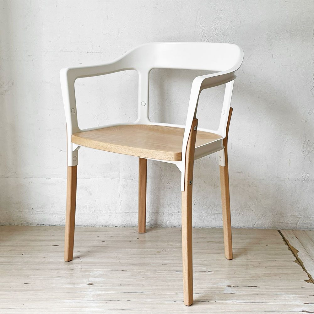 マジス MAGIS スティールウッドチェア Steelwood Chair ホワイト＆ビーチ アームチェア ロナン & エルワン・ブルレック イタリア ★