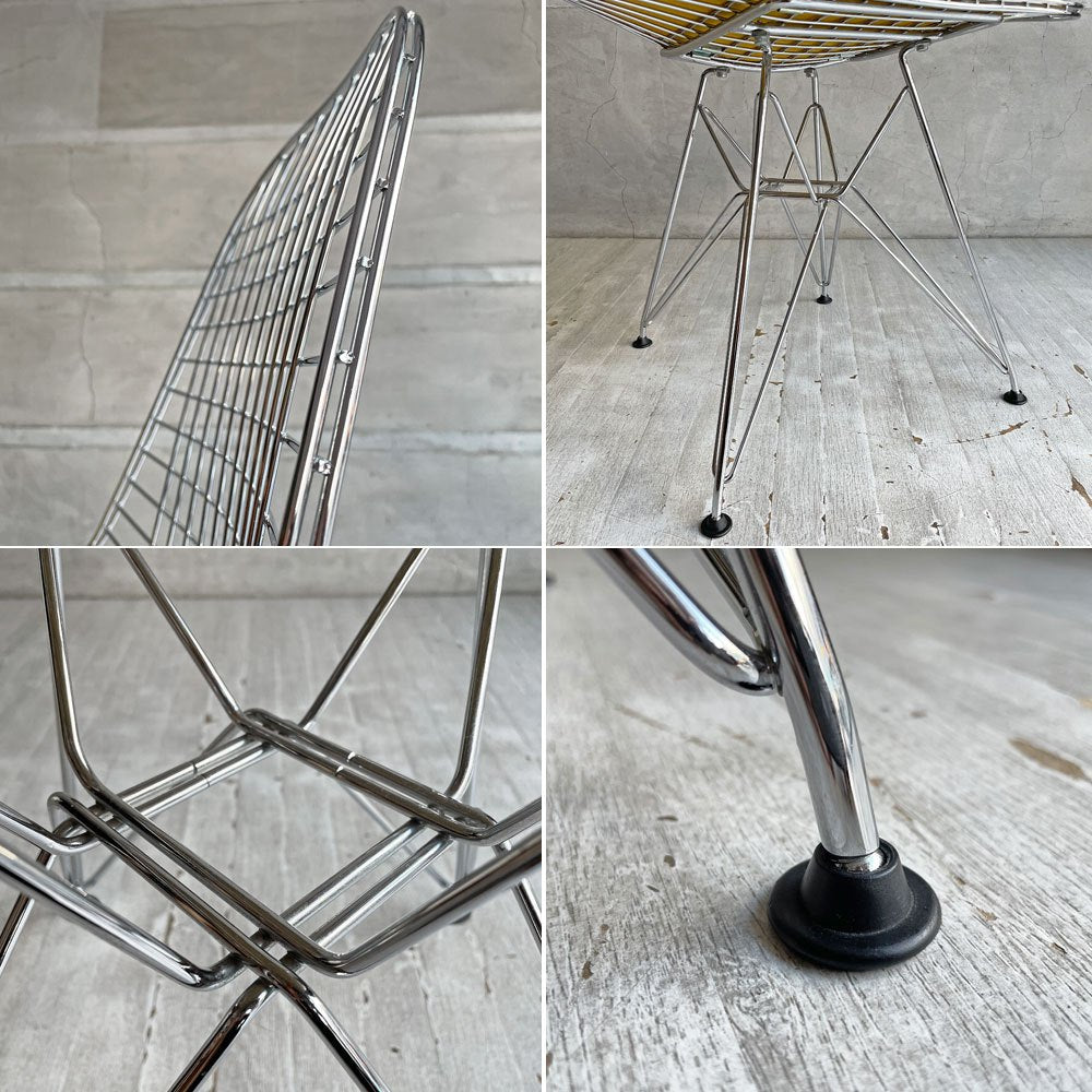 ヴィトラ vitra ワイヤーチェア Eames Wire Chair DKR5 エッフェルベース シートパッド付 イエローカラー C&R イームズ ミッドセンチュリー ♪