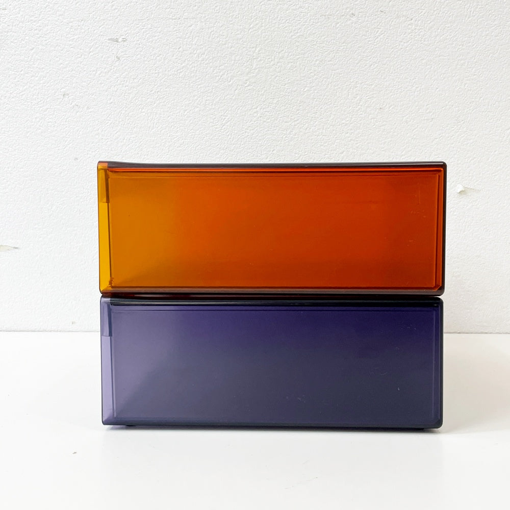 タッパーウェア Tupperware システムドロワー ワイド クリアブルー×クリアオレンジ H17cm 2個セット ●