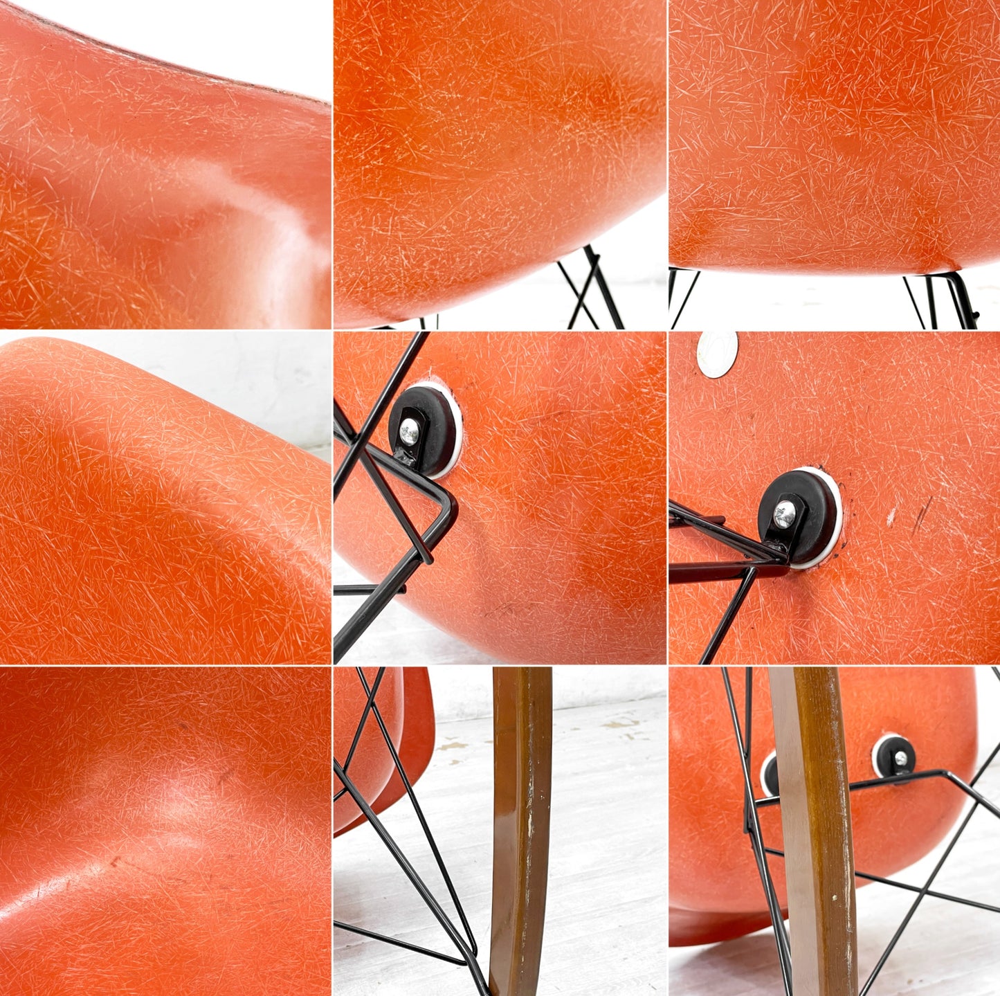 ハーマンミラー Herman Miller 2ndビンテージ アームシェルチェア FRP製 レッドオレンジ ロッカーベース シルバーメダル メダリオン C&R イームズ ミッドセンチュリー ●