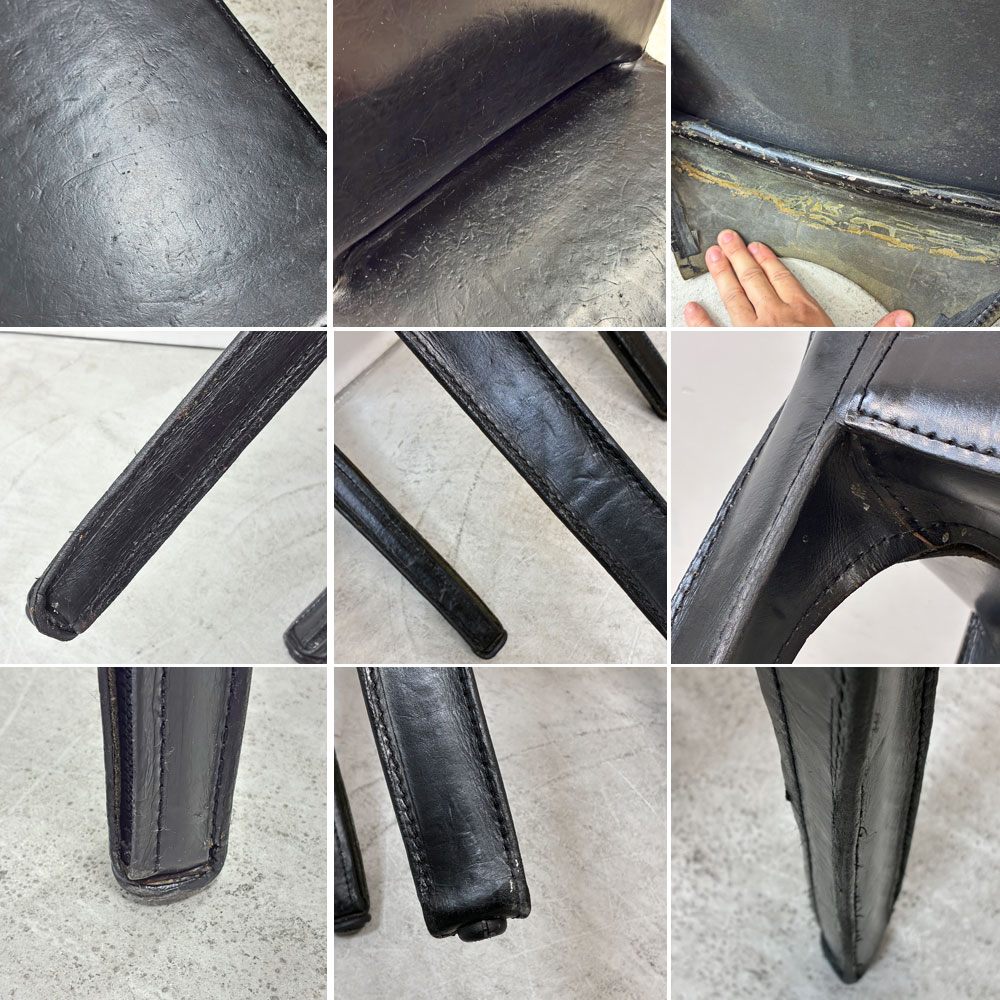 カッシーナ Cassina キャブチェア 412 CAB CHAIR アームレス 最高級本革 マリオ・ベリーニ MoMA 永久展示品 イタリアンモダン ●