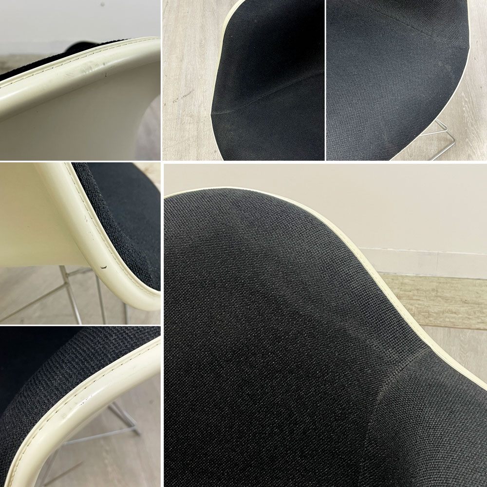 ハーマンミラー Herman Miller アームシェルチェア 現行FRP製 アプホルスター ファブリック ブラック キャッツクレイドル ラウンジベース ミッドセンチュリー C&R イームズ ●