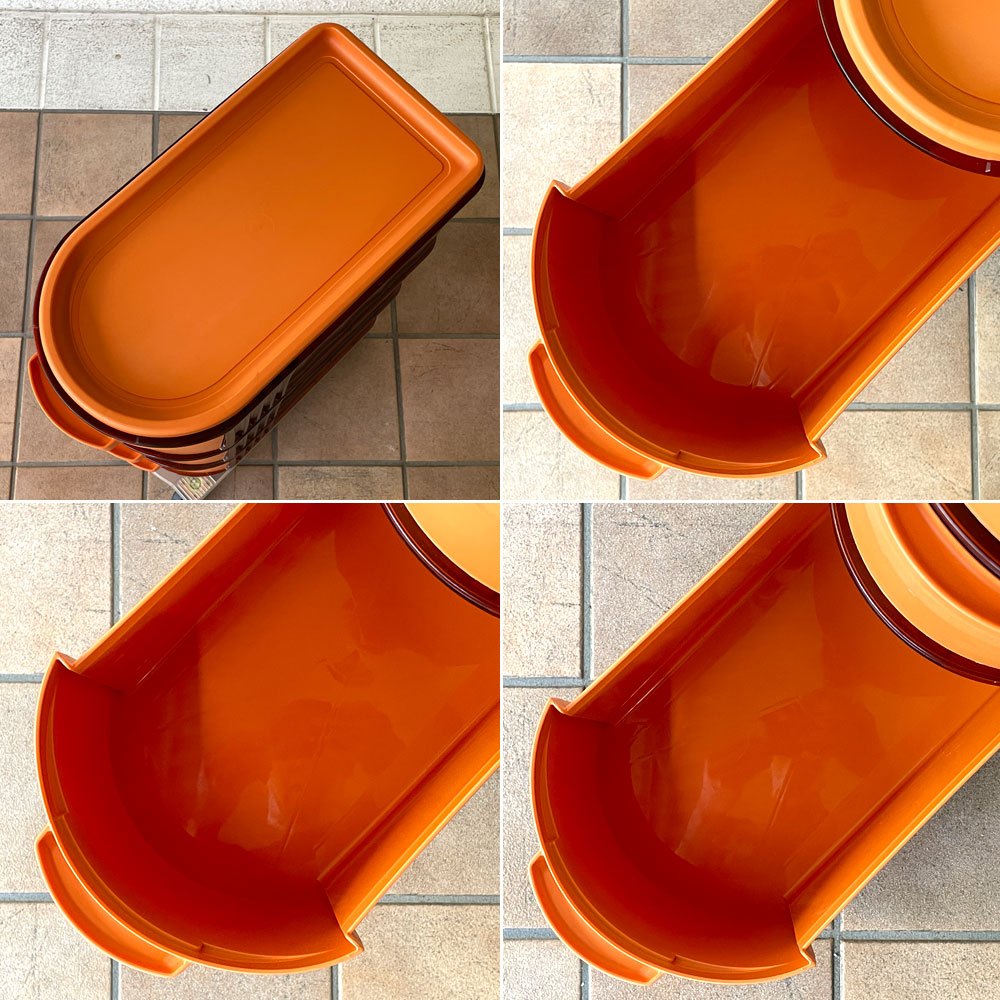 タッパーウェア Tupperware デイリーストッカー 3段 10L×3個 スタッキング キャスター付き オレンジ×オレンジ ◇