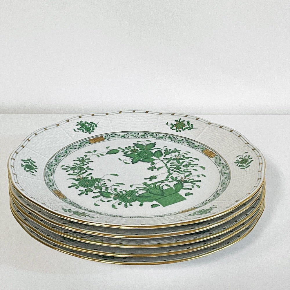 ヘレンド HEREND HVNGARY インドの華 プレート 5枚セット Φ25cm ハンドペイント 白磁食器 ハンガリー A ●