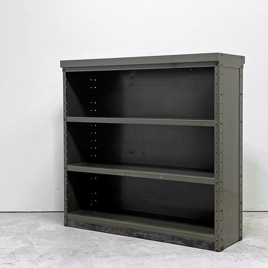 ビンテージ Vintage スチールシェルフ 3段 カーキ サイドボード オープンシェルフ シューズラック インダストリアル ●