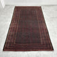ビンテージ Vintage トルクメン トライバルラグ カーペット 絨毯 ワインレッド 213×125cm アンティーク調 ●