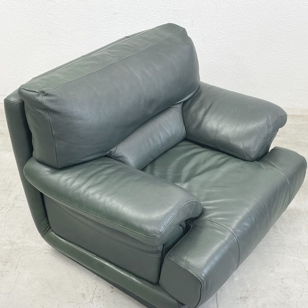 ニコレッティ NICOLETTI 1シーターソファ レザーソファ 総革 本革 1P sofa グリーン 高級イタリア製家具 〓