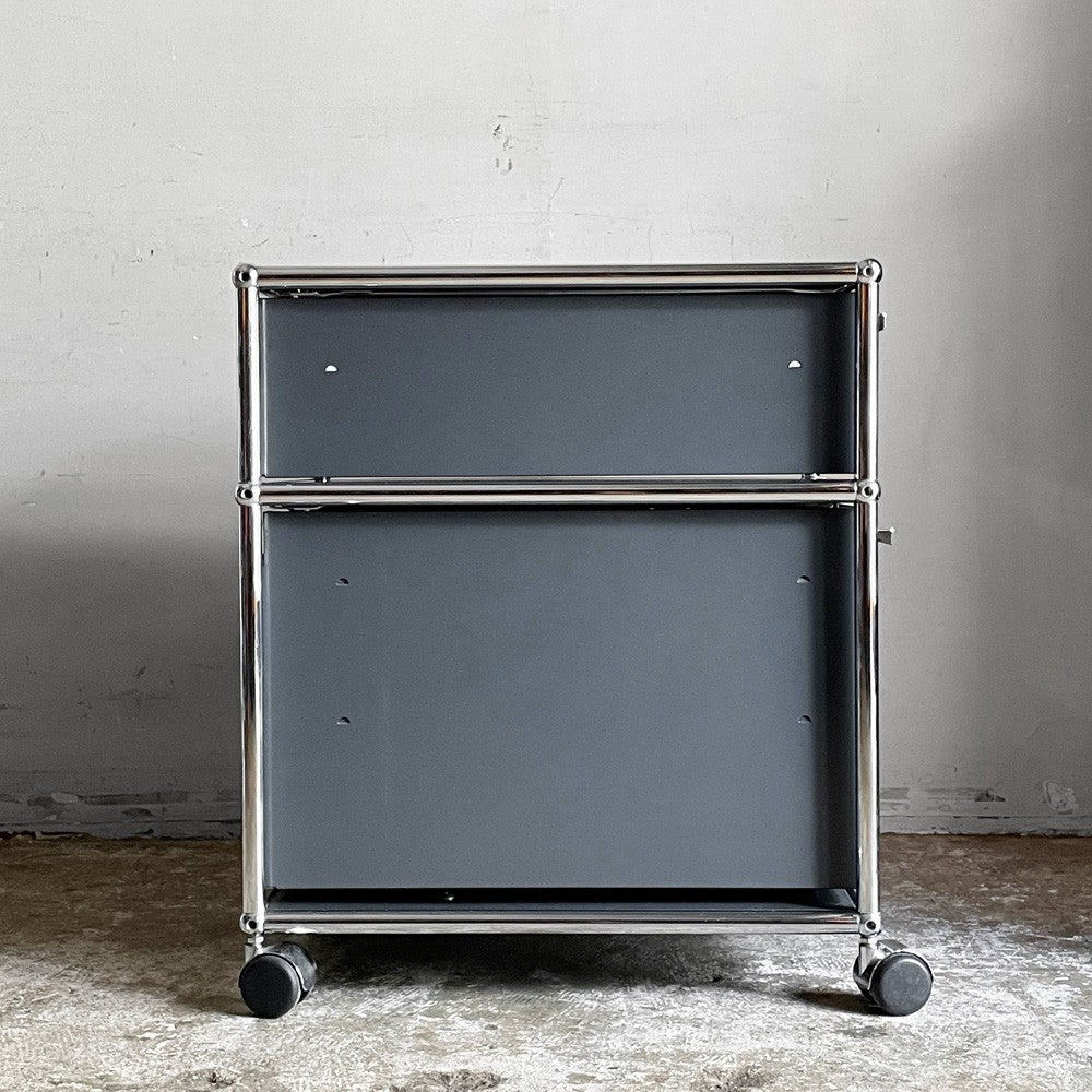ユーエスエムハラー USM Haller モジュラーファニチャー Modular Furniture デスクワゴン ロールボーイ 2ドロワー アントラサイト 鍵欠品 ■
