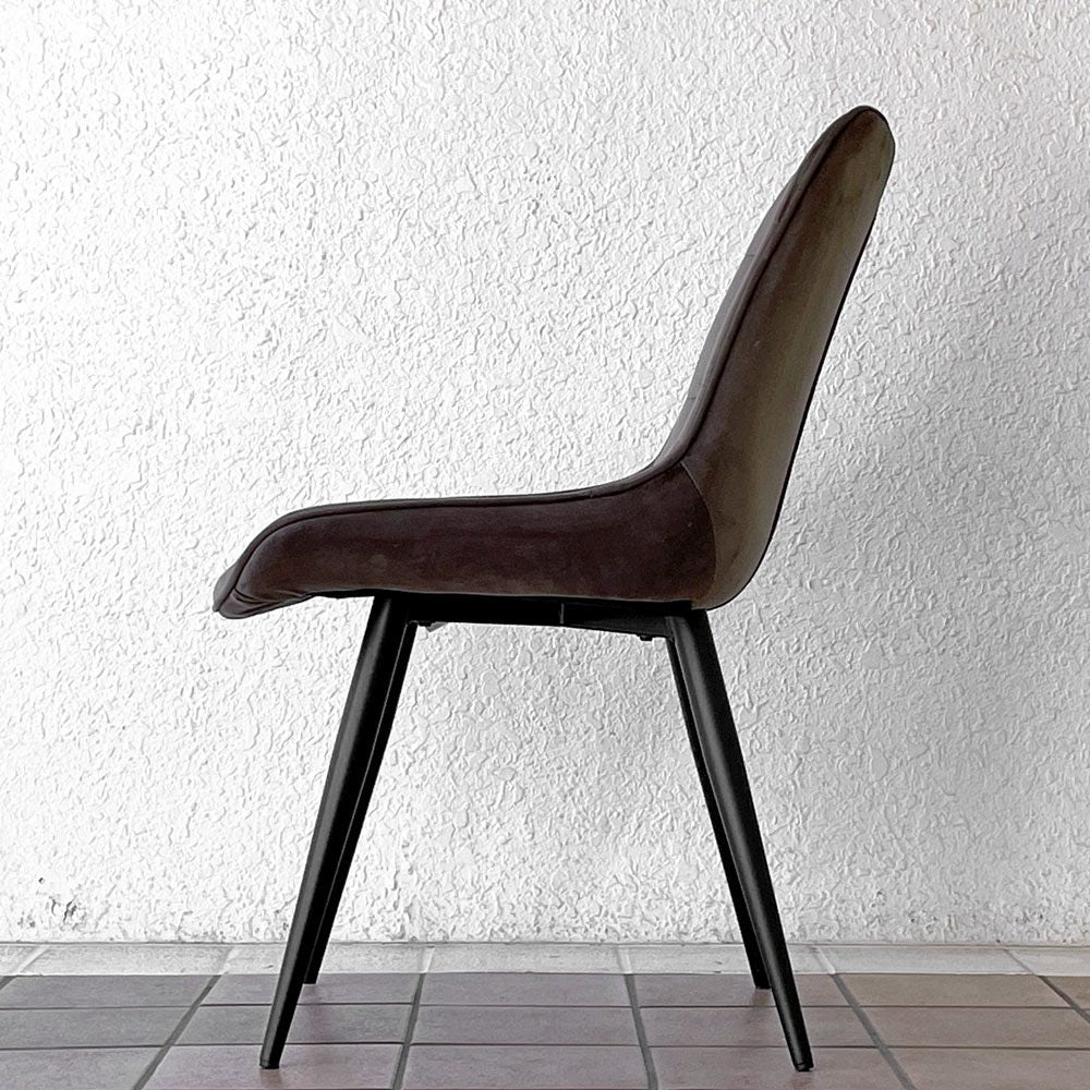 かなでもの Kanademono Elegant Velvet Box Stitch Chair ダイニングチェア ベロア ダークグレー B ◇