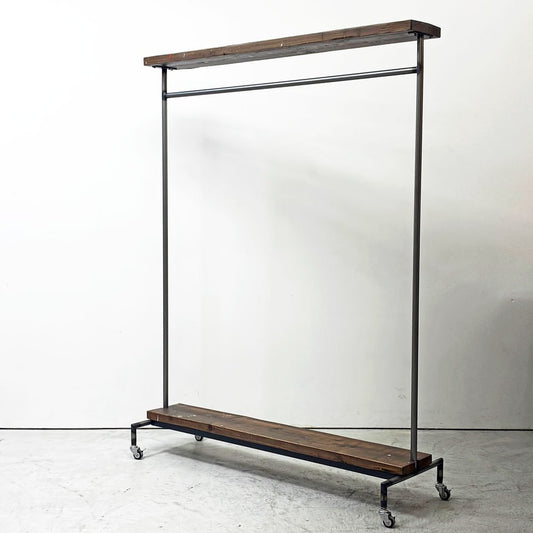 イカピー ikp COAT HANGER 1300 ハンガーラック コートハンガー 特注サイズW130cm 杉古材 x アイアンフレーム キャスター付き インダストリアルデザイン ●