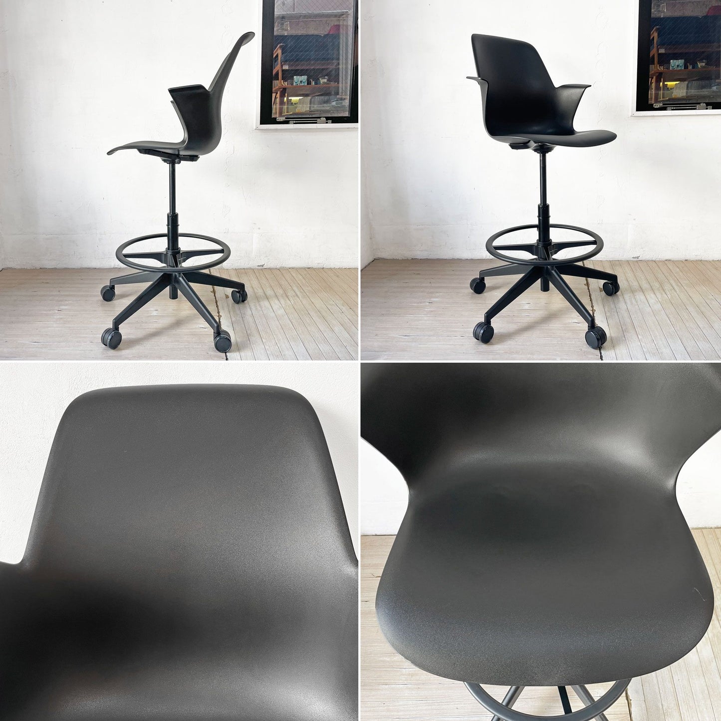 スチールケース Steelcase ノード ファイブスター スツール Node FIVE-STAR STOOL ハイチェア 製図チェア キャスター ブラック ★